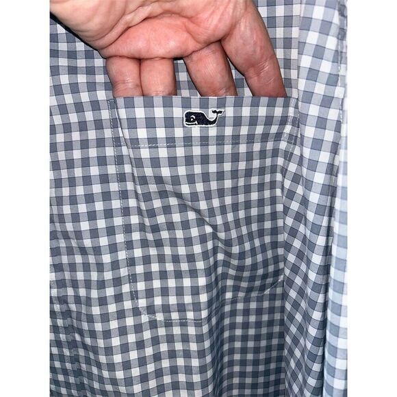 Vineyard Vines Men's XL gray and white  Check Long Sleeve Button-Up Shirt - Picture 3 of 6